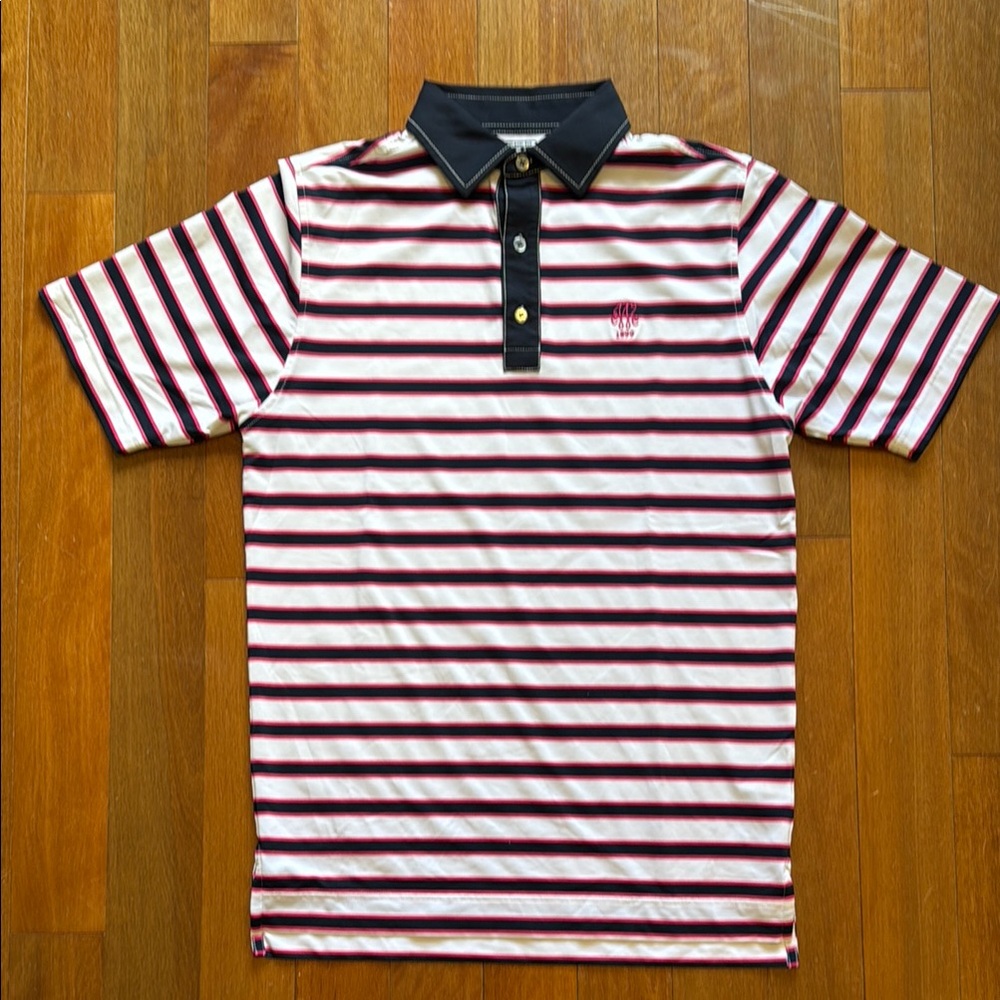 FootJoy Navy and pink striped polo